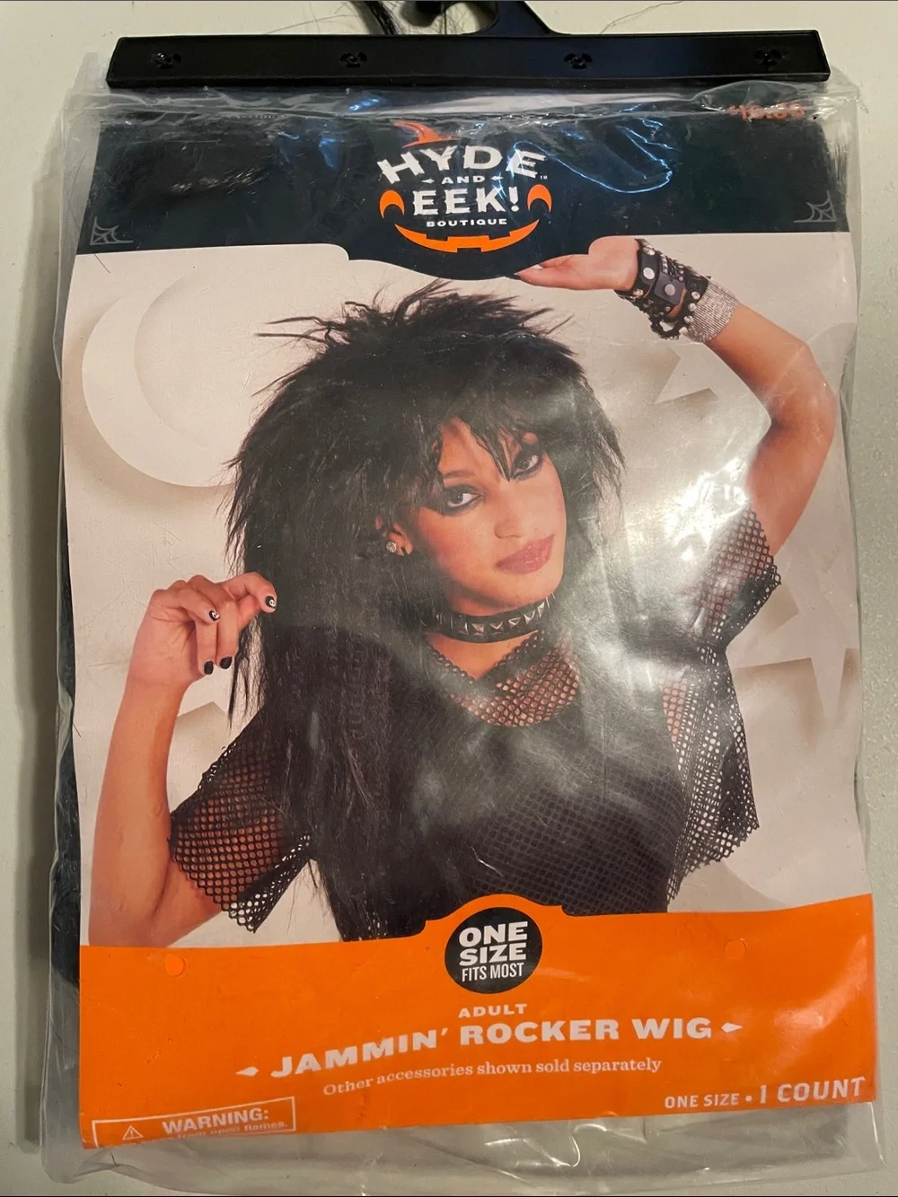 Halloween Black Adult Jammin' Rocker Wig - Black New